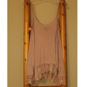 Pink Tank with Lace Bottom
